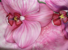 Орхидеи розовые платок_80х80 см нат.шелк саржа